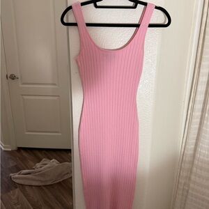 Hera Ribbed Pink Midi Dress